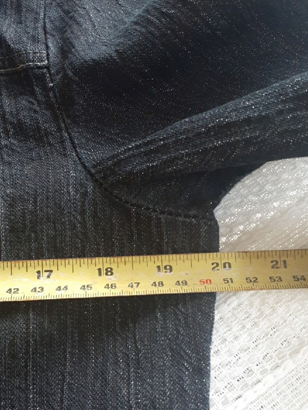 Simon Chang Black Jean Jacket with Subtle Metallic Thread - Sz 10 - Picture 10 of 13